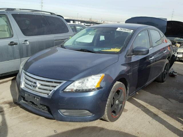 3N1AB7AP0EY209306 - 2014 NISSAN SENTRA S BLUE photo 2