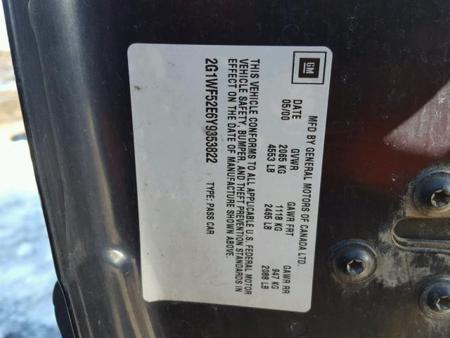 2G1WF52E6Y9353822 - 2000 CHEVROLET IMPALA 蓝色 照片 10