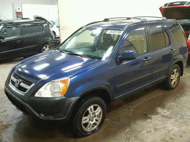 JHLRD78832C035277 - 2002 HONDA CR-V EX BLUE photo 2