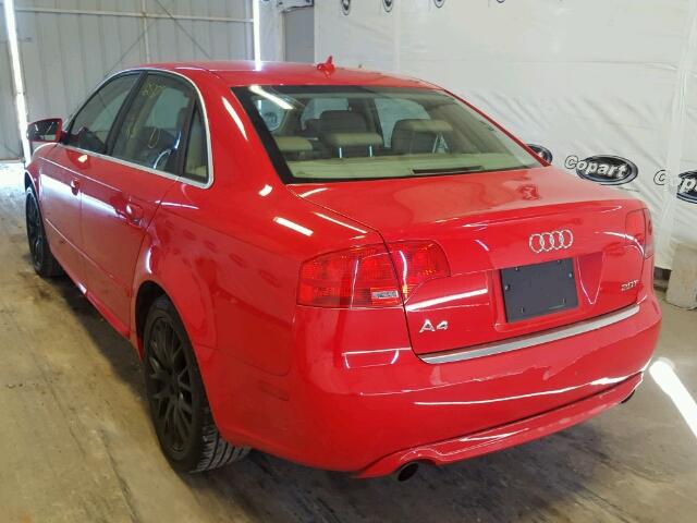 WAUAF78E08A138930 - 2008 AUDI A4 2.0T RED photo 3