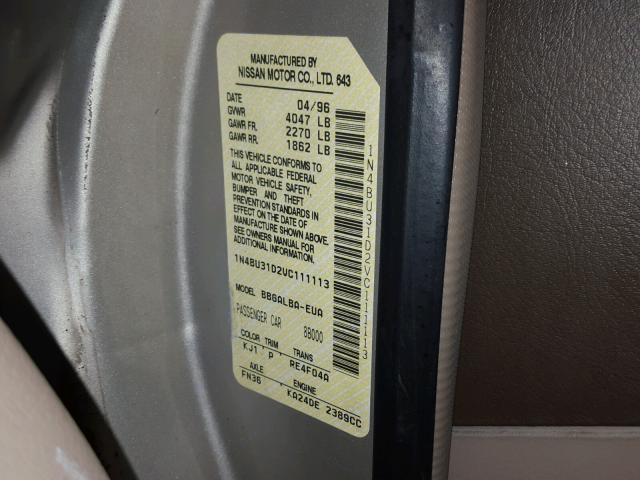 1N4BU31D2VC111113 - 1997 NISSAN ALTIMA XE GOLD photo 10