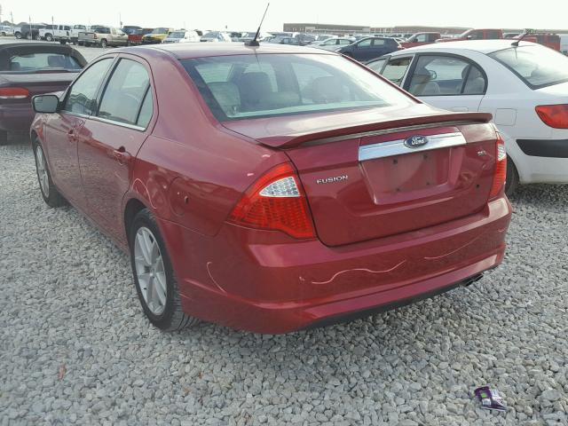 3FAHP0JA8CR435980 - 2012 FORD FUSION SEL RED photo 3
