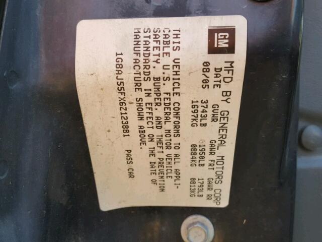 1G8AJ55FX6Z123881 - 2006 SATURN ION LEVEL 灰色 照片 10