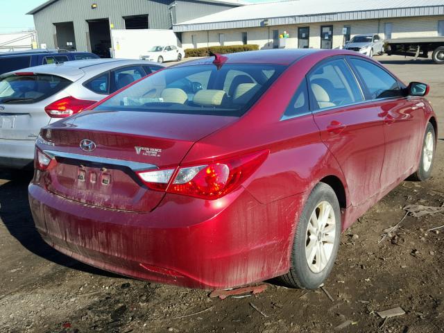 5NPEB4AC3DH529130 - 2013 HYUNDAI SONATA GLS RED photo 4