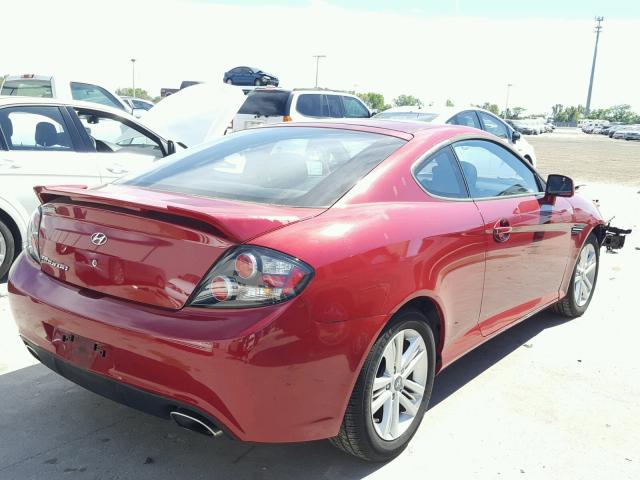 KMHHM66D98U279761 - 2008 HYUNDAI TIBURON GS RED photo 4