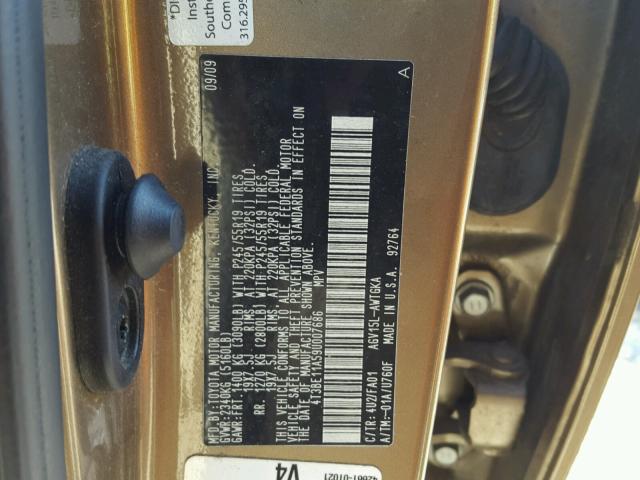 4T3BE11A59U007686 - 2009 TOYOTA VENZA BASE GOLD photo 10