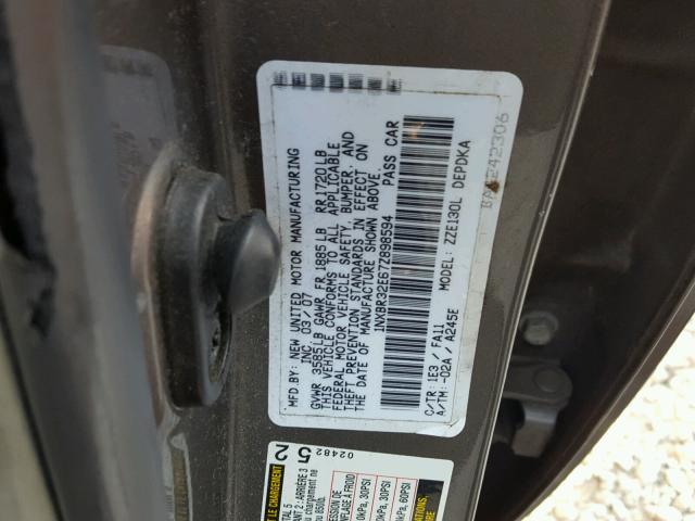 1NXBR32E67Z898594 - 2007 TOYOTA COROLLA CE GRAY photo 10