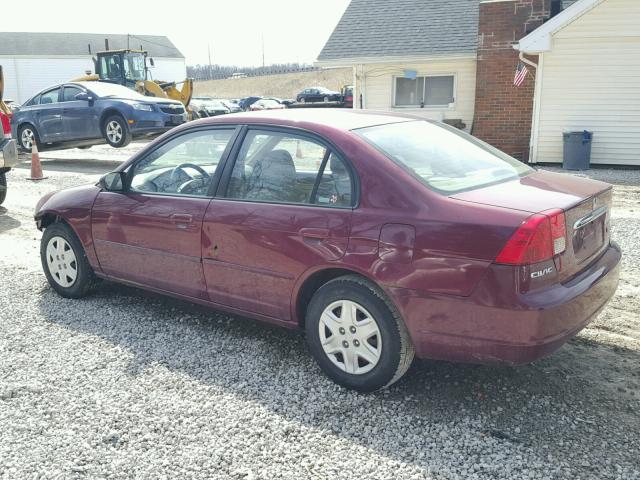 1HGES16523L029478 - 2003 HONDA CIVIC LX RED photo 3