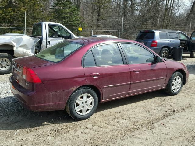 1HGES16523L029478 - 2003 HONDA CIVIC LX RED photo 4