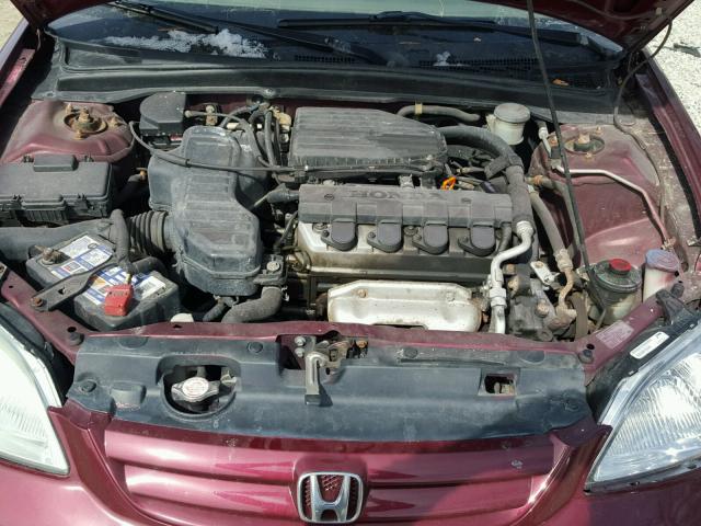 1HGES16523L029478 - 2003 HONDA CIVIC LX RED photo 7