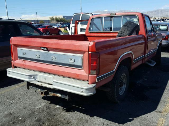2FTHF2517ECA54068 - 1984 FORD F250 RED photo 4
