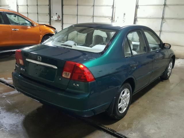 1HGES16551L049544 - 2001 HONDA CIVIC LX GREEN photo 4