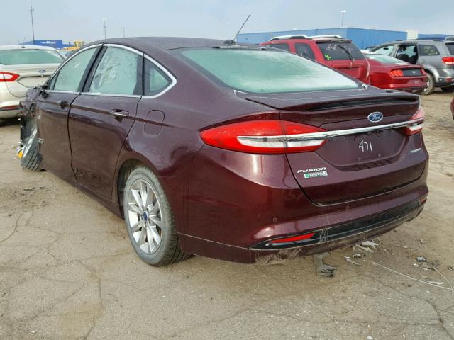 3FA6P0SU5HR191471 - 2017 FORD FUSION TIT BURGUNDY photo 3