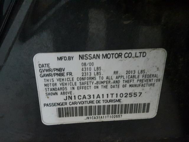 JN1CA31A11T102557 - 2001 NISSAN MAXIMA GXE GRAY photo 10