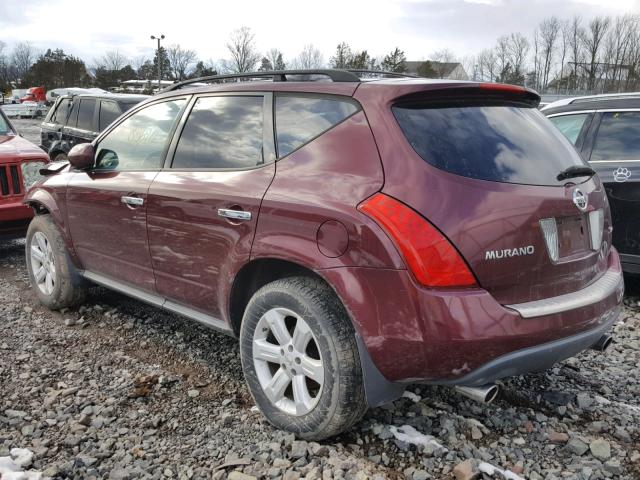 JN8AZ08W67W610032 - 2007 NISSAN MURANO SL RED photo 3