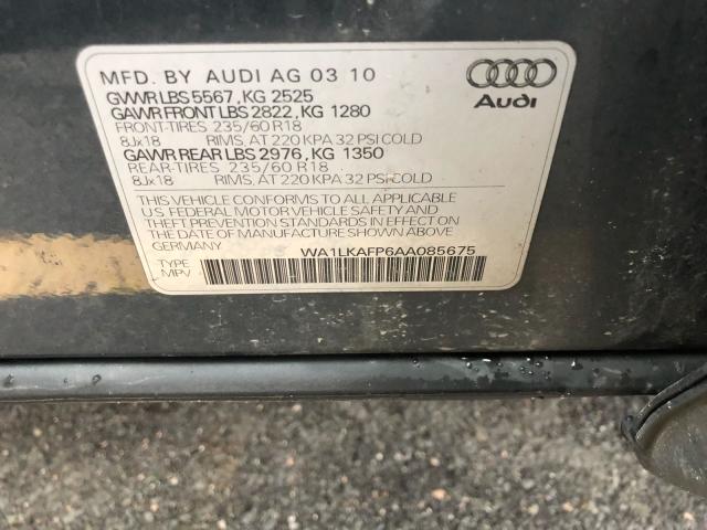 WA1LKAFP6AA085675 - 2010 AUDI Q5 PREMIUM BLACK photo 10