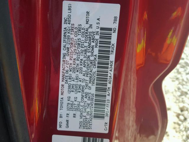 5TETX22N97Z453816 - 2007 TOYOTA TACOMA ACC Rot Foto 10