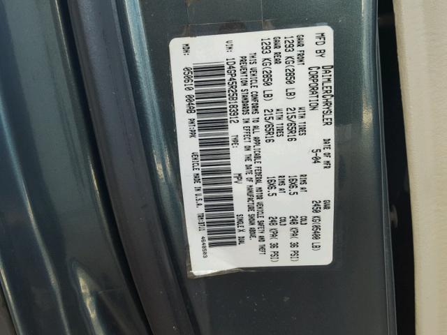 1D4GP45R25B183912 - 2005 DODGE CARAVAN SX GRAY photo 10