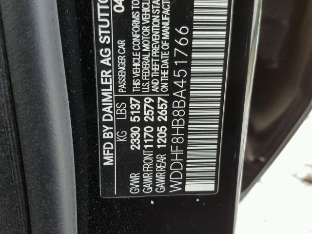 WDDHF8HB8BA451766 - 2011 MERCEDES-BENZ E 350 4MAT BLACK photo 10