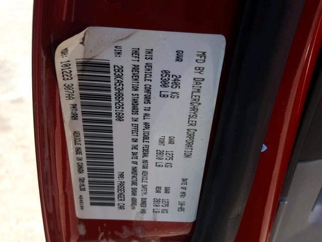 2B3KA53H86H261600 - 2006 DODGE CHARGER R/ RED photo 10