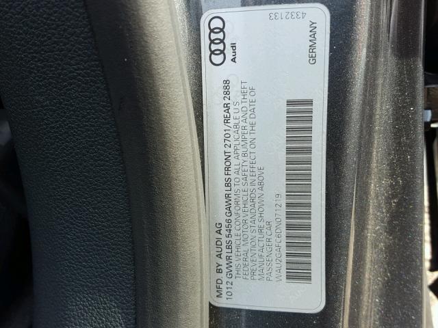 WAU2GAFC6DN071219 - 2013 AUDI A7 PRESTIG GRAY photo 10