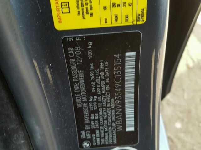WBANV93549C135154 - 2009 BMW 535 XI Boz foto 10