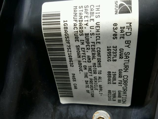 1G8AG52F75Z160632 - 2005 SATURN ION LEVEL 红色 照片 10