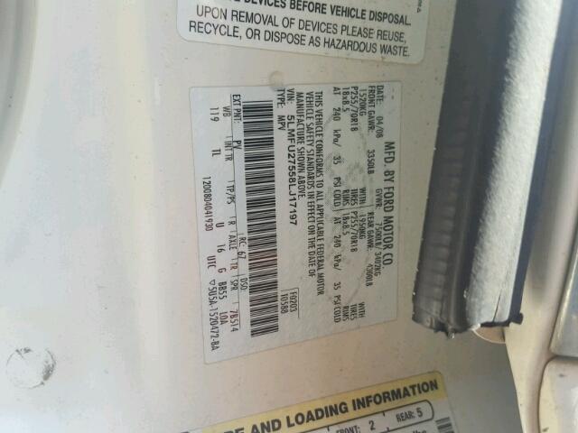 5LMFU27558LJ17197 - 2008 LINCOLN NAVIGATOR WHITE photo 10