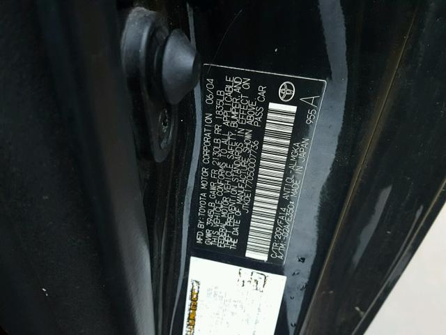 JTKDE177050007736 - 2005 TOYOTA SCION TC 黑色 照片 10