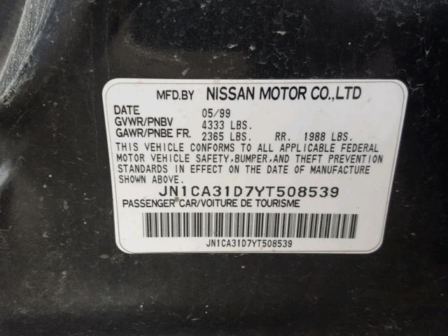 JN1CA31D7YT508539 - 2000 NISSAN MAXIMA GLE GRAY photo 10