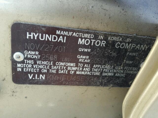 KMHFU45E32A172249 - 2002 HYUNDAI XG 350 TAN photo 10