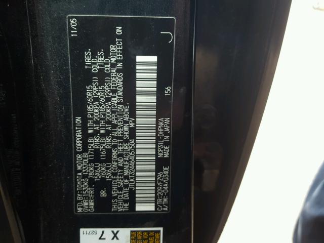 JTLKT324464057504 - 2006 TOYOTA SCION XB BLACK photo 10