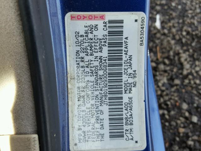 JTHBD192930068341 - 2003 LEXUS IS 300 BLUE photo 10