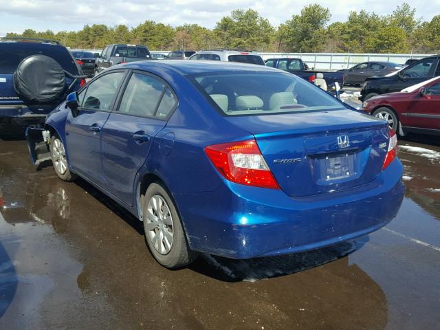 19XFB2F59CE330797 - 2012 HONDA CIVIC LX BLUE photo 3