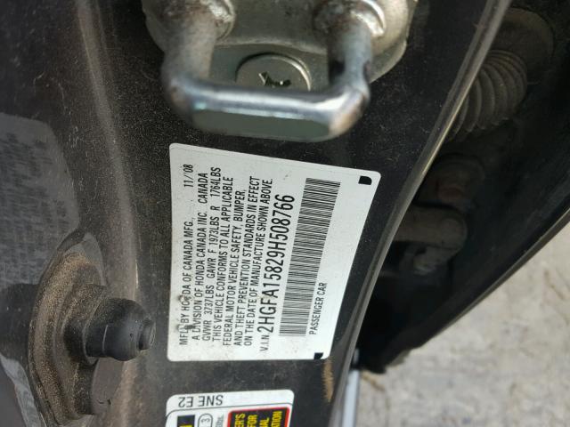 2HGFA15829H508766 - 2009 HONDA CIVIC EX Boz foto 10