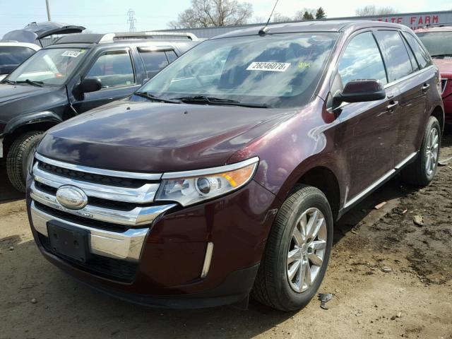 2FMDK3KC9BBB14743 - 2011 FORD EDGE LIMIT MAROON photo 2