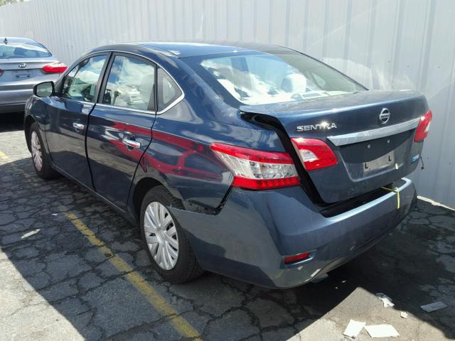 3N1AB7AP7EL640075 - 2014 NISSAN SENTRA S BLUE photo 3