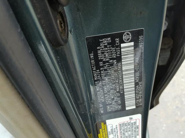 4T1BE32K44U341406 - 2004 TOYOTA CAMRY LE GREEN photo 10