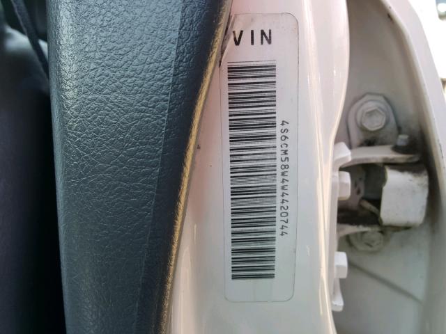 4S6CM58W4W4420744 - 1998 HONDA PASSPORT E WHITE photo 10