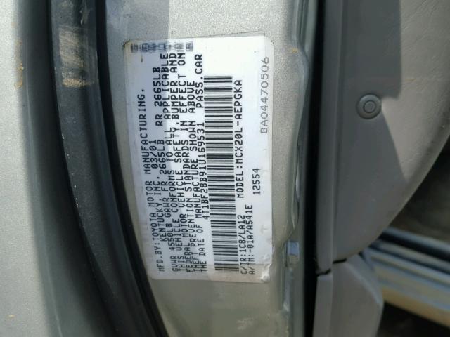 4T1BF28B91U169531 - 2001 TOYOTA AVALON XL SILVER photo 10