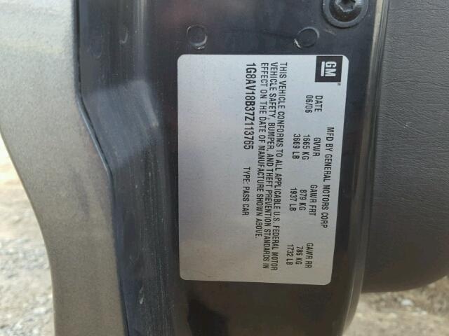 1G8AV18B37Z113765 - 2007 SATURN ION LEVEL ნაცრისფერი ფოტო 10