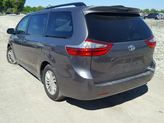 5TDYZ3DC3HS878030 - 2017 TOYOTA SIENNA XLE GRAY photo 3