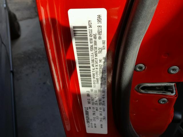 1D7RB1CT5BS538462 - 2011 DODGE RAM 1500 RED photo 10