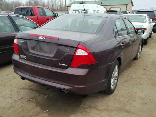 3FAHP0HG0CR273983 - 2012 FORD FUSION SE MAROON photo 4