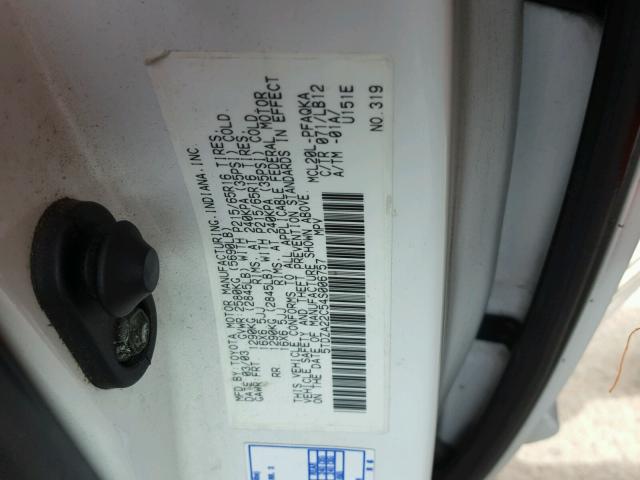 5TDZA22C54S006757 - 2004 TOYOTA SIENNA XLE WHITE photo 10