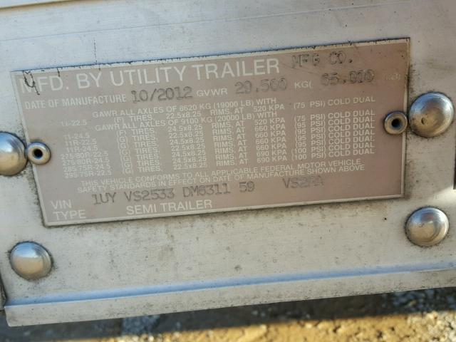 1UYVS2533DM631159 - 2013 UTILITY TRAILER WHITE photo 10