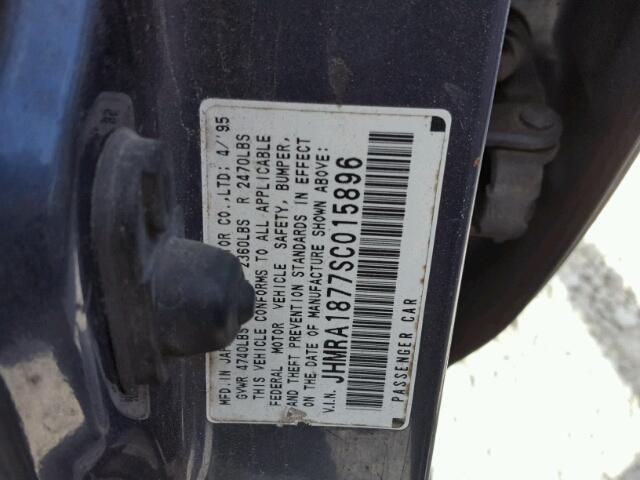 JHMRA1877SC015896 - 1995 HONDA ODYSSEY EX BLUE photo 10