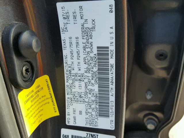 5TFJU4GN4FX089041 - 2015 TOYOTA TACOMA DOU GRAY photo 10