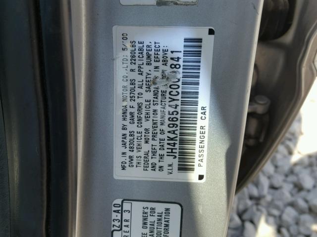 JH4KA9654YC009841 - 2000 ACURA 3.5RL SILVER photo 10