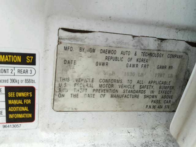 KL1TD52605B384560 - 2005 CHEVROLET AVEO BASE Ağ foto 10